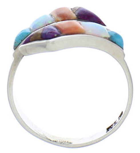 Sterling Silver Multicolor Opal Inlay Ring Size 7-1/2 VX36352